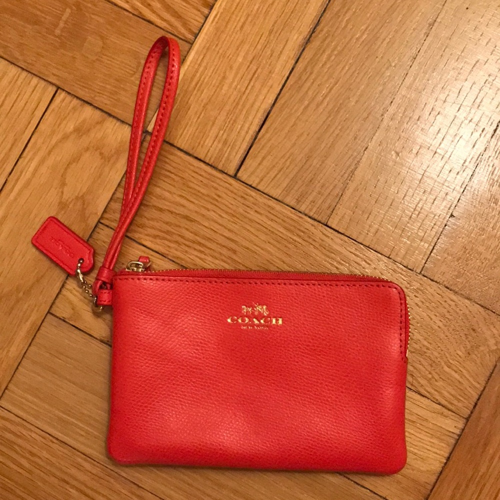 Coach Orange Leather Wristlet